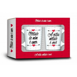 CONJUNTO 2 CANECAS – AMOR – METADE DE MIM É AMOR