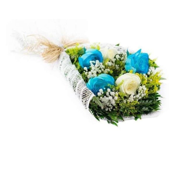Buquê Delicadeza Azul com Branco