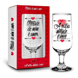 TAÇA NA CAIXA 300ML – AMOR – METADE DE MIM É AMOR E A OUTRA