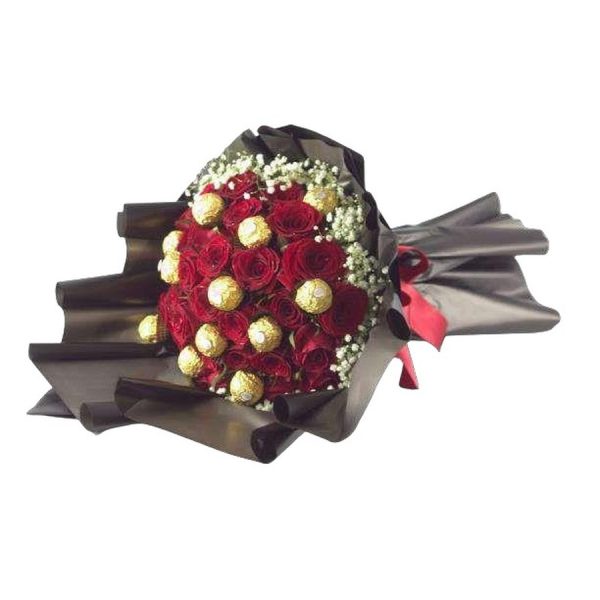 Buquê de Rosas Floriza Luxo com Ferrero