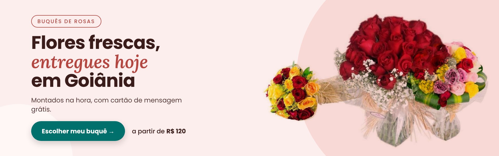 Buquês de rosas com entrega hoje em Goiânia, a partir de R$ 120
