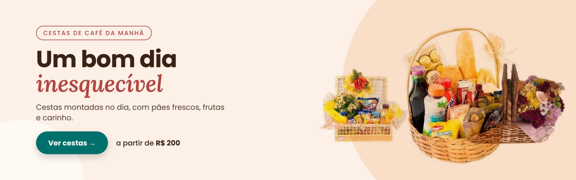 Cestas de café da manhã a partir de R$ 200